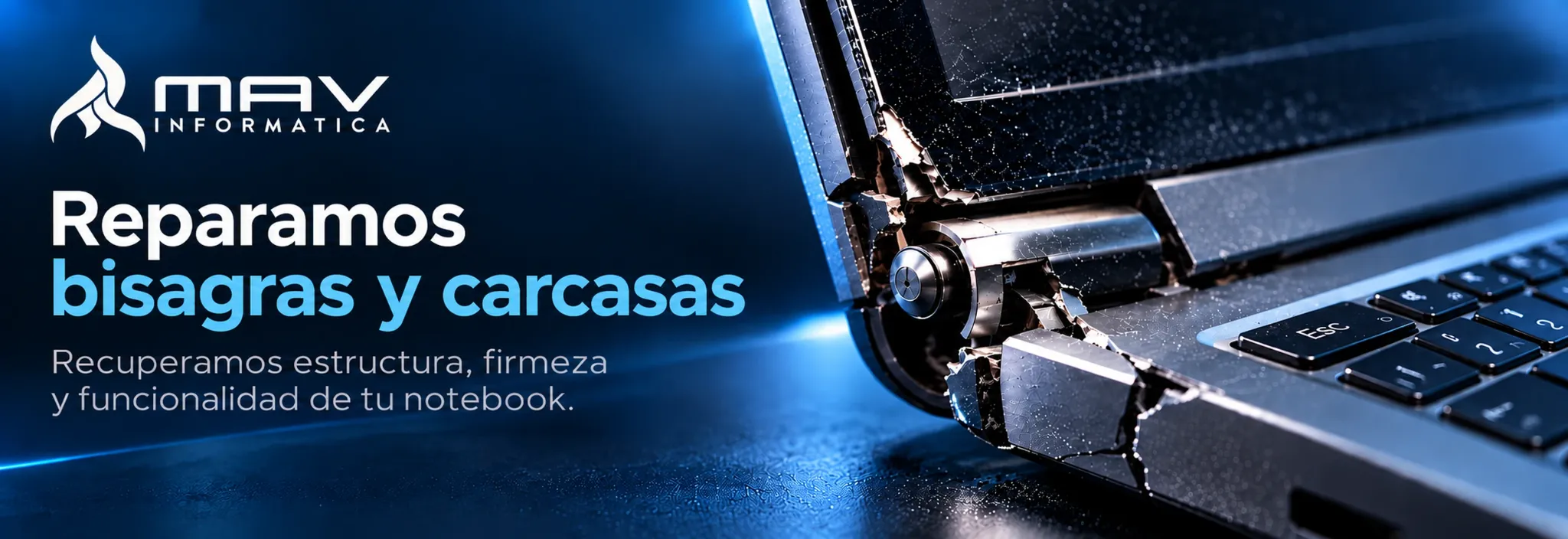 MAV Informática — reparación de bisagras y carcasas de notebooks