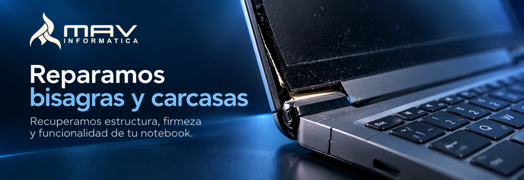 MAV Informática — reparación de bisagras y carcasas de notebooks